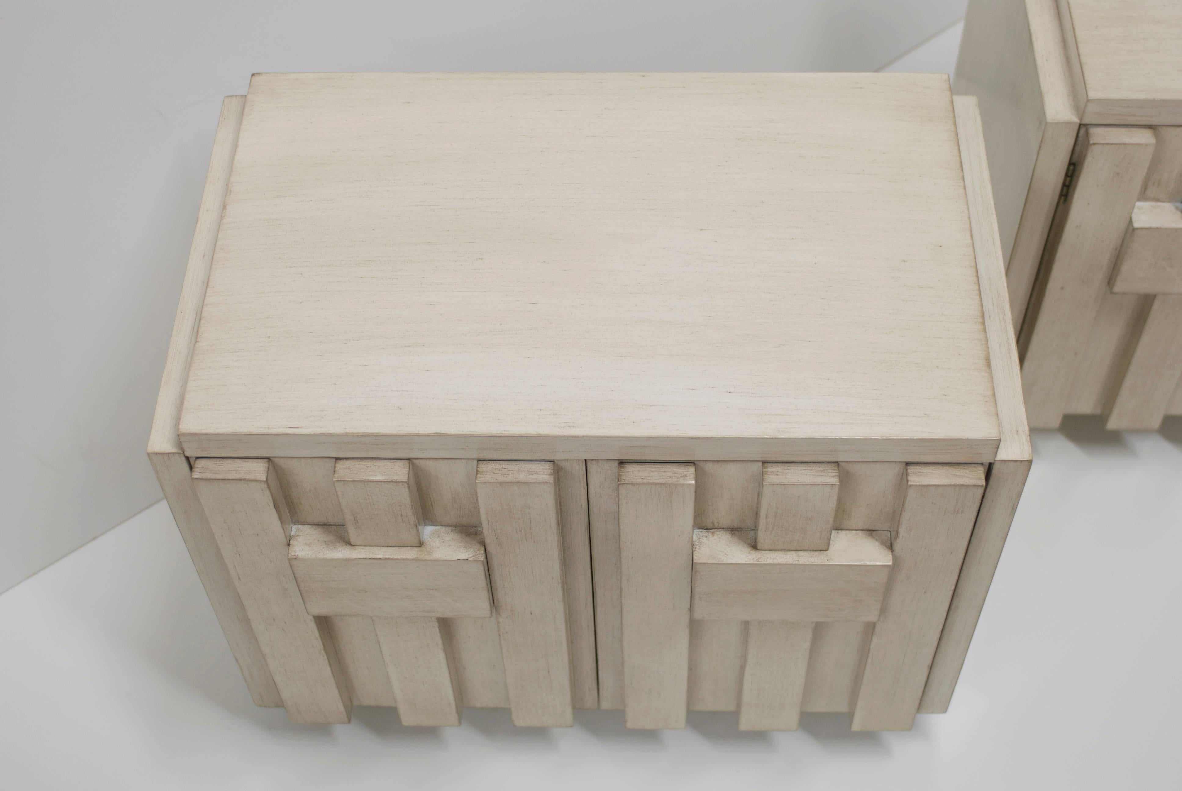 Pair of Lane Brutalist Nightstands in Driftwood Finish 5