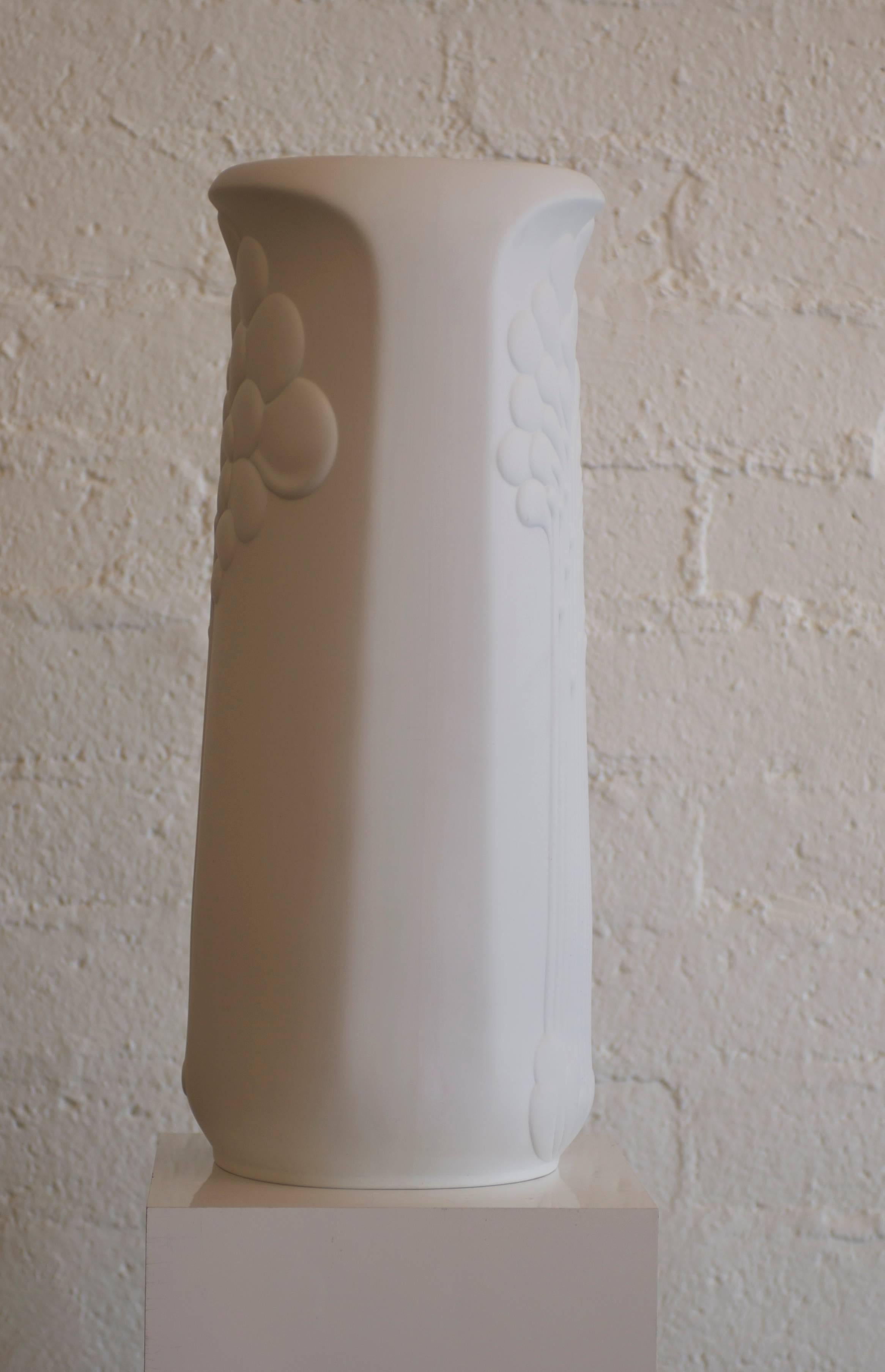 Mid-Century Modern Huge Manfred Frey Porcelain Kaiser Floor Vase West German Matt White Bisque