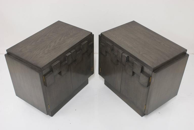 Charcoal Grey Lane Brutalist Mosaic Nightstands at 1stDibs