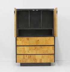 Burl Wood and Charcoal Grey Tall Cabinet or Drybar