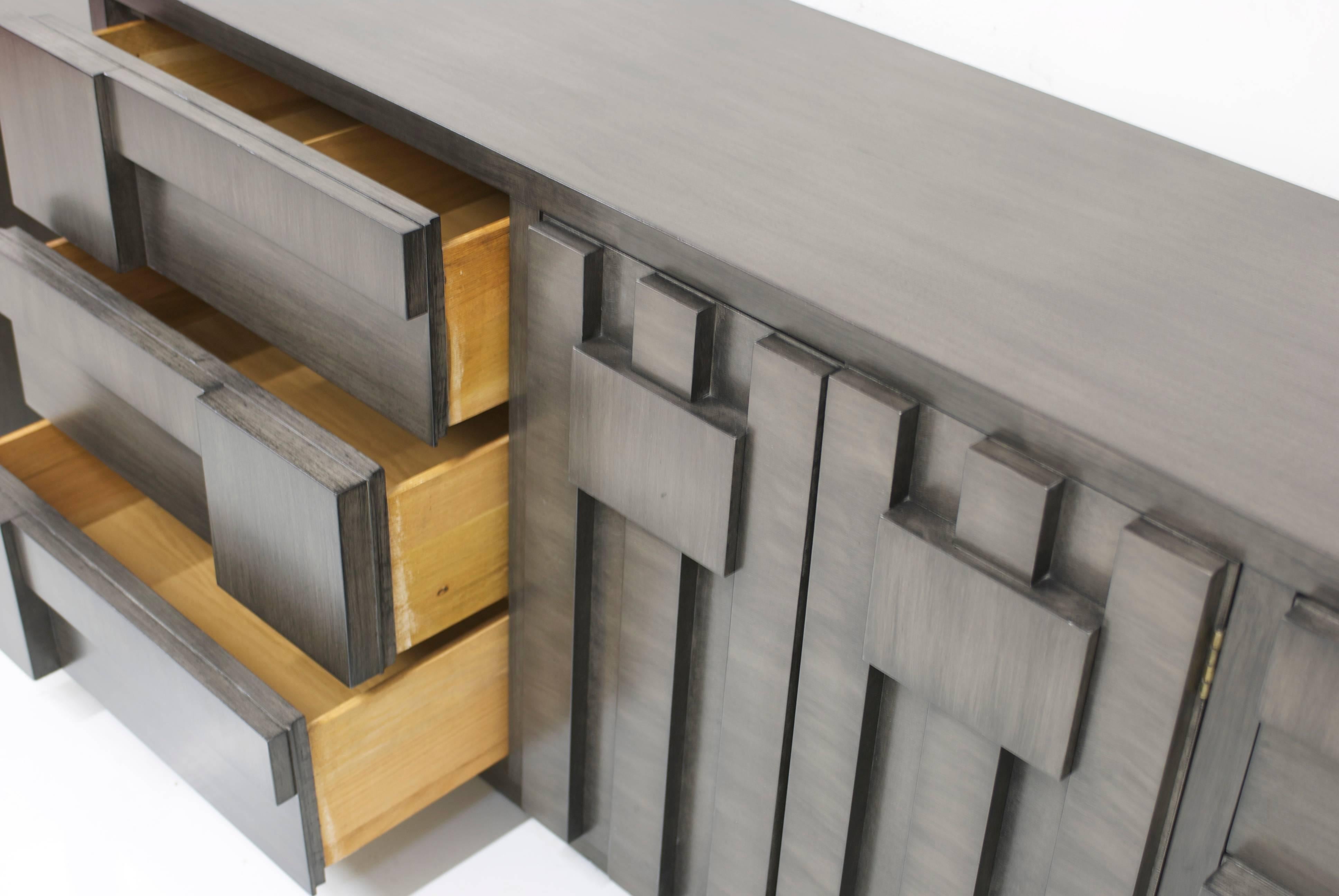 Charcoal Grey Brutalist Lane Cabinet or Dresser 2