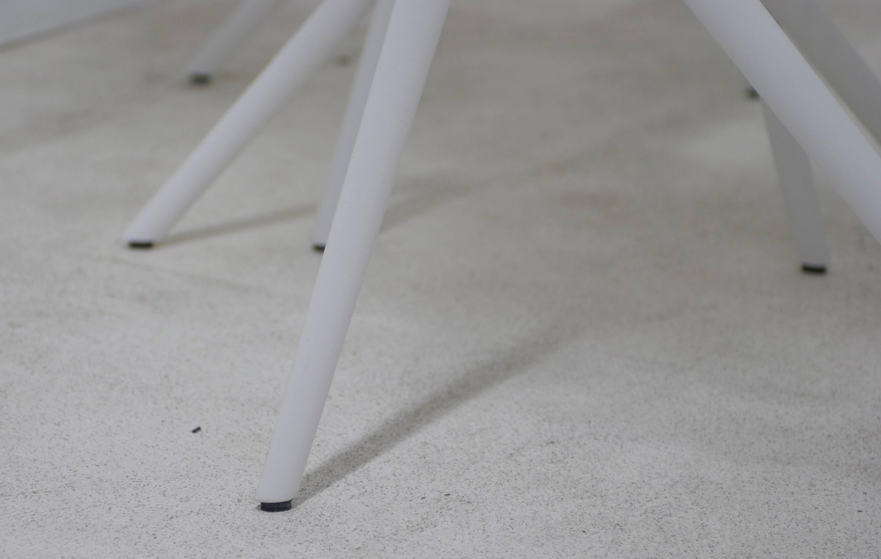 Set of 9 Janus Et Cie Branch Patio Dining Chairs in White Powder Coated Aluminum 2