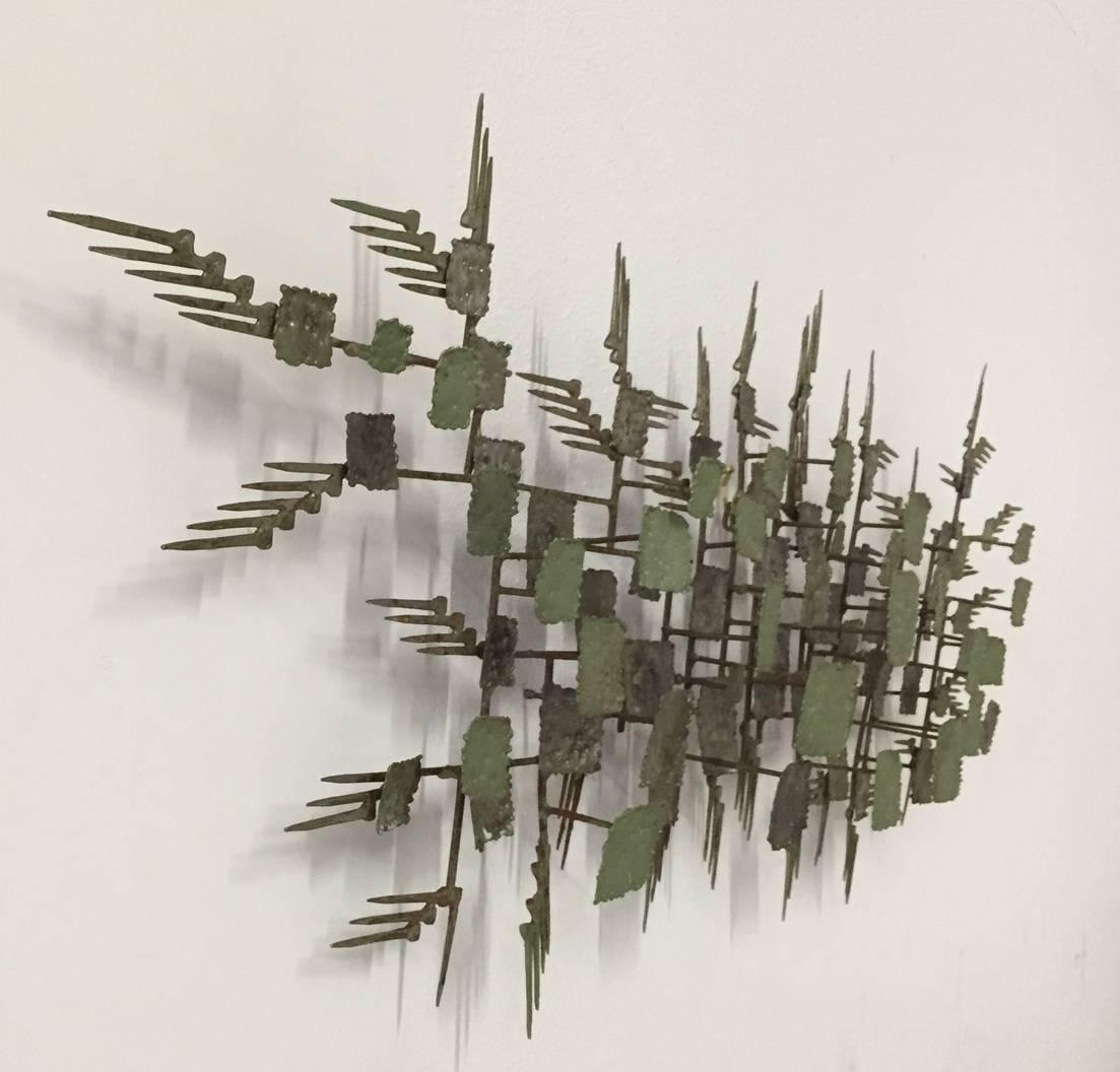 American Abstract Midcentury Metal Wall Sculpture 