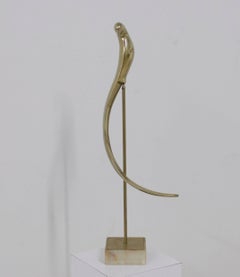 Jere Brass Bird Table Sculpture of Parrot on Perch Mounted on Marble Base