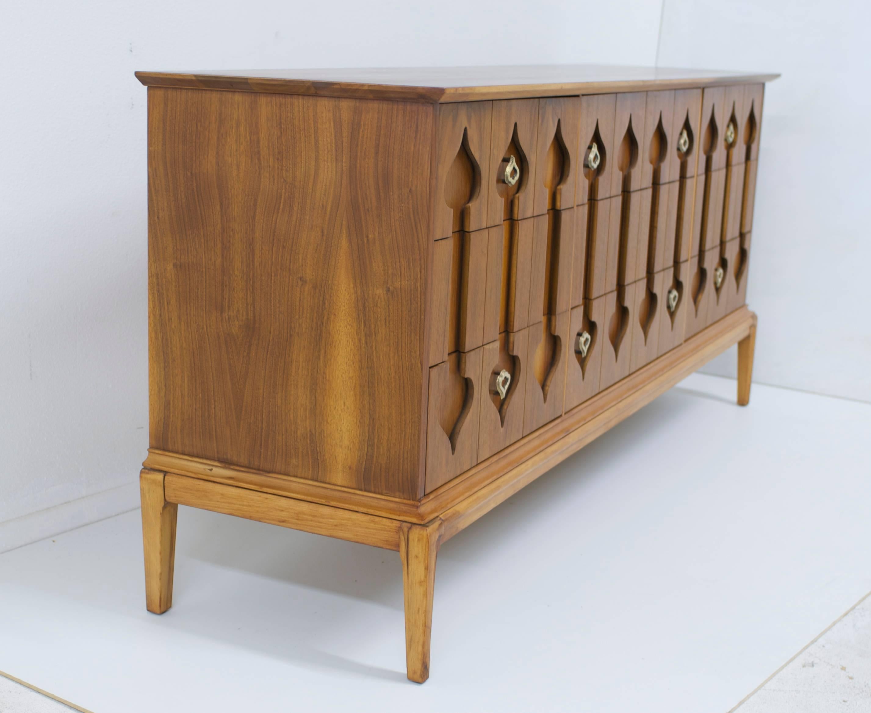 Mid-Century Modern Moroccan-Style Walnut Dresser 2