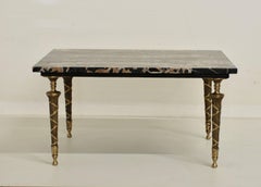 Neoclassical Italian Black Marble and Bronze Side or Petite Cocktail Table