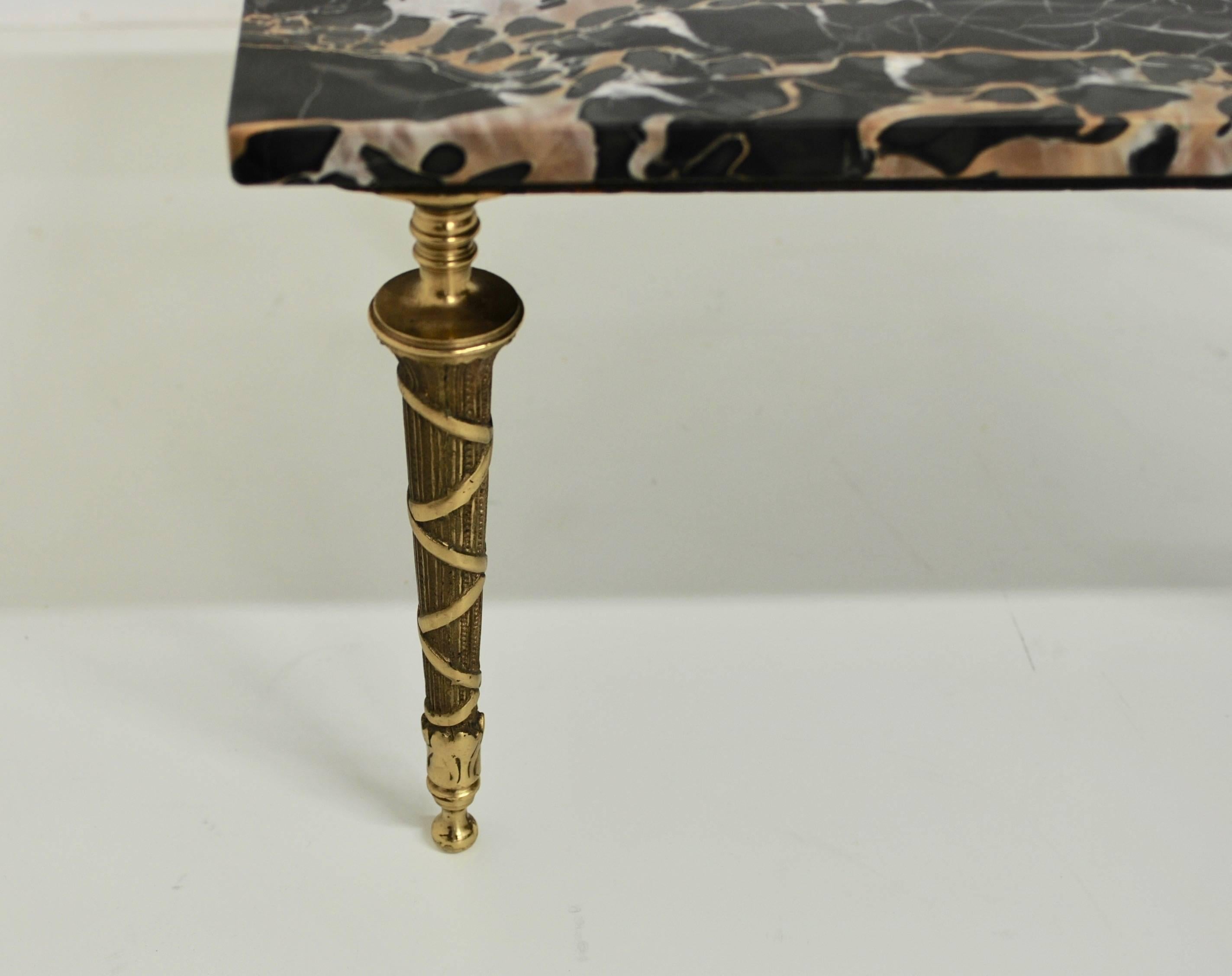 Neoclassical Italian Black Marble and Bronze Side or Petite Cocktail Table For Sale 3