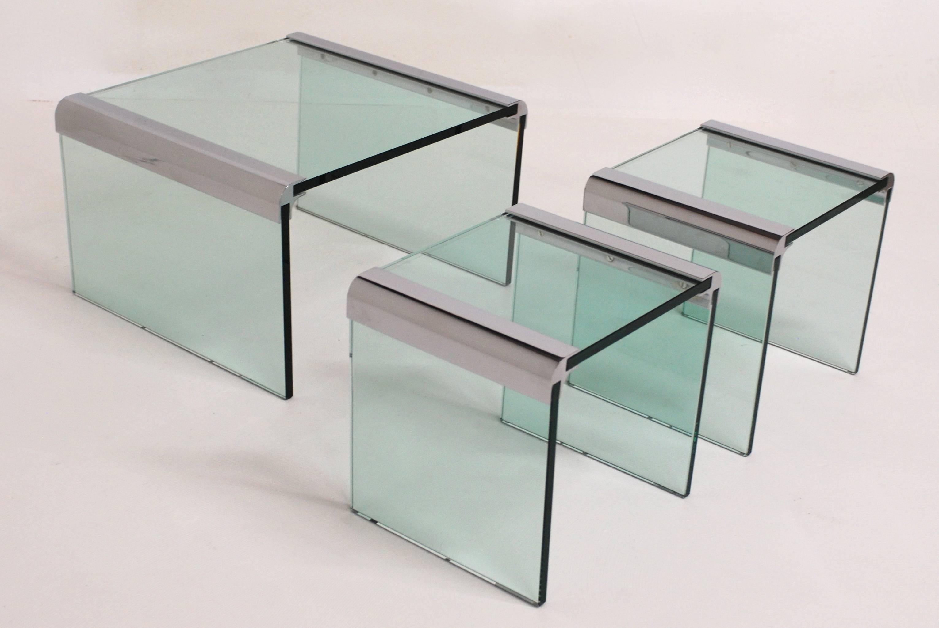 Pace Chrome and Glass Side Table For Sale 4