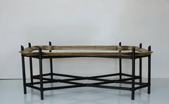 Faux Bamboo and Glass and Brass Tray Coffee Table