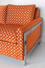 Milo Baughman Style Sleeper Sofa with Chrome Frame