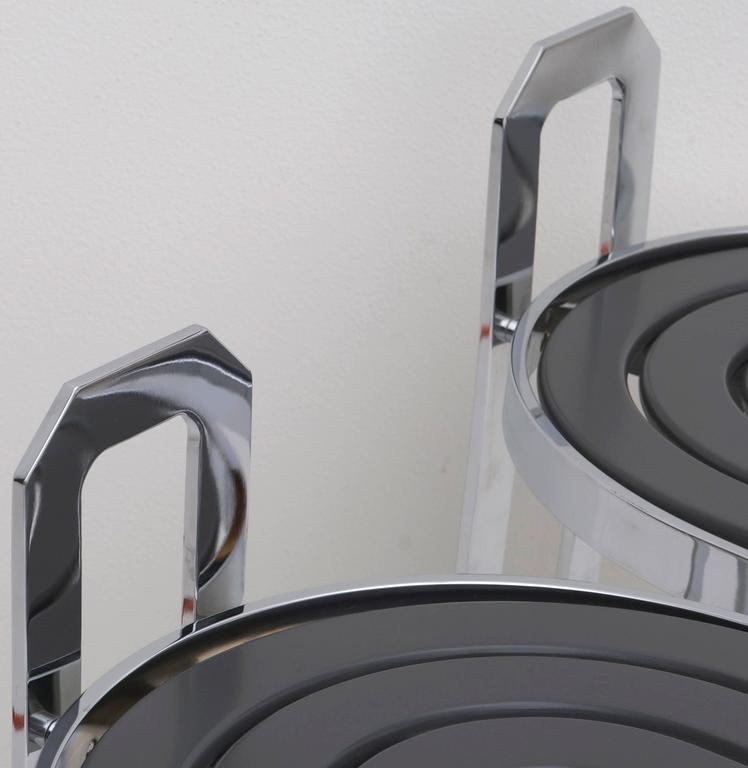 Pair of Postmodern Chrome and Grey Counter Height Barstools at 1stDibs