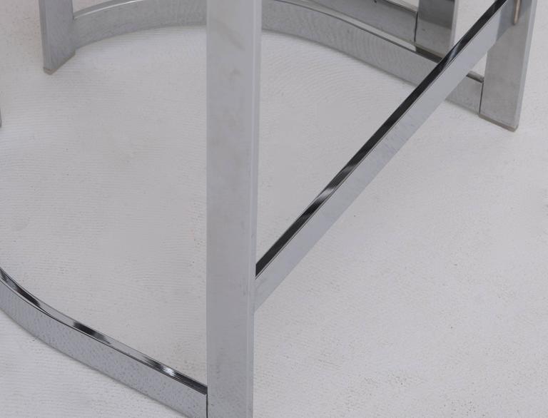 Pair of Postmodern Chrome and Grey Counter Height Barstools at 1stDibs
