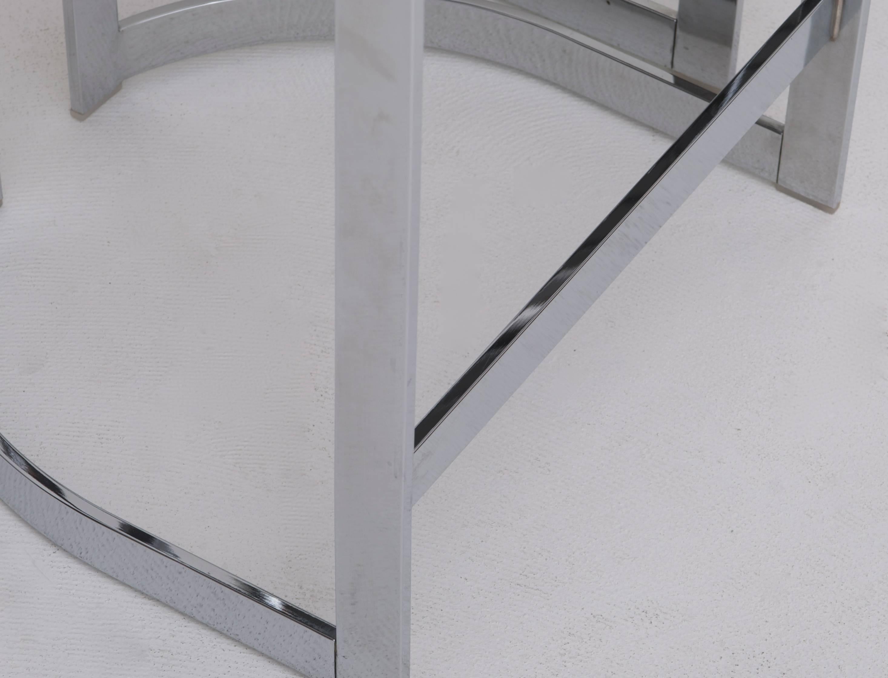 Pair of Postmodern Chrome and Grey Counter Height Barstools 2