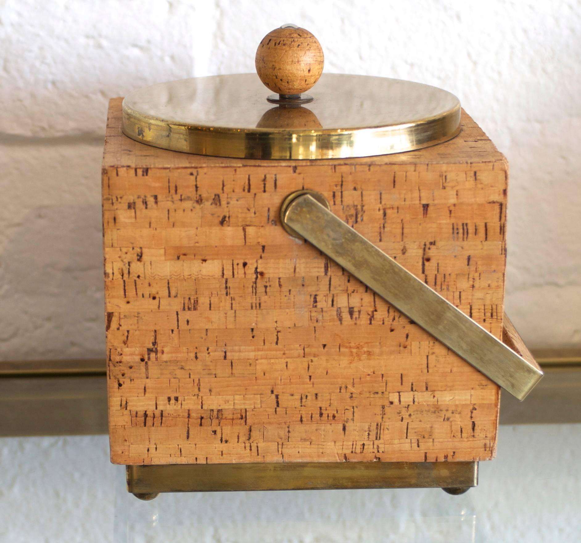 Modernist Cork and Brass Ice Bucket 3