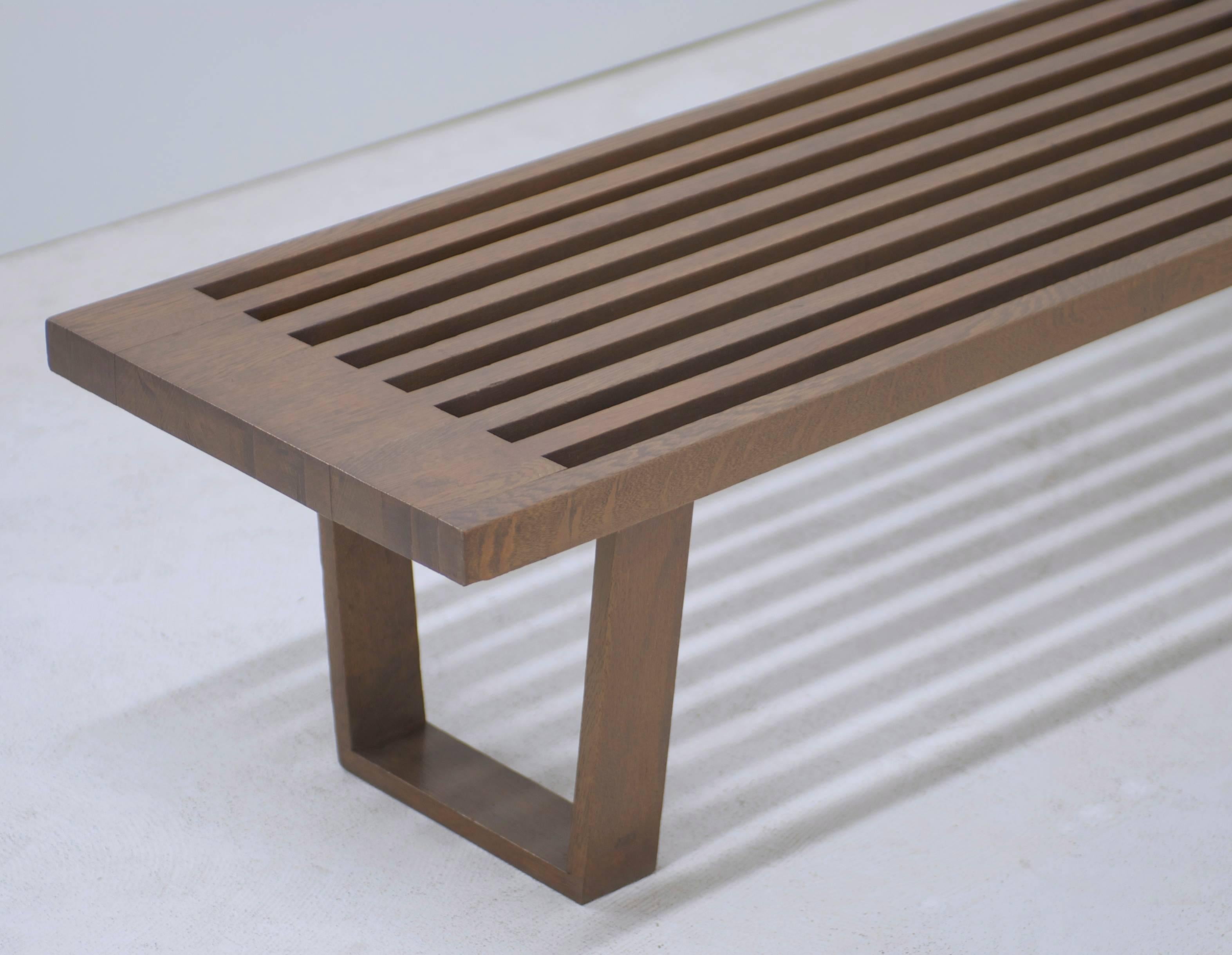 Oak George Nelson Style Slat Bench