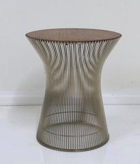 Warren Platner Nickel Side Table with Walnut Top