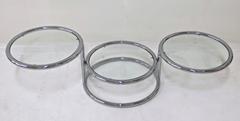Milo Baughman Style Chrome Circular Swivel Cocktail or Coffee Table