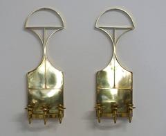 Pair of Solid Brass Mid-Century Candle Wall Sconces
