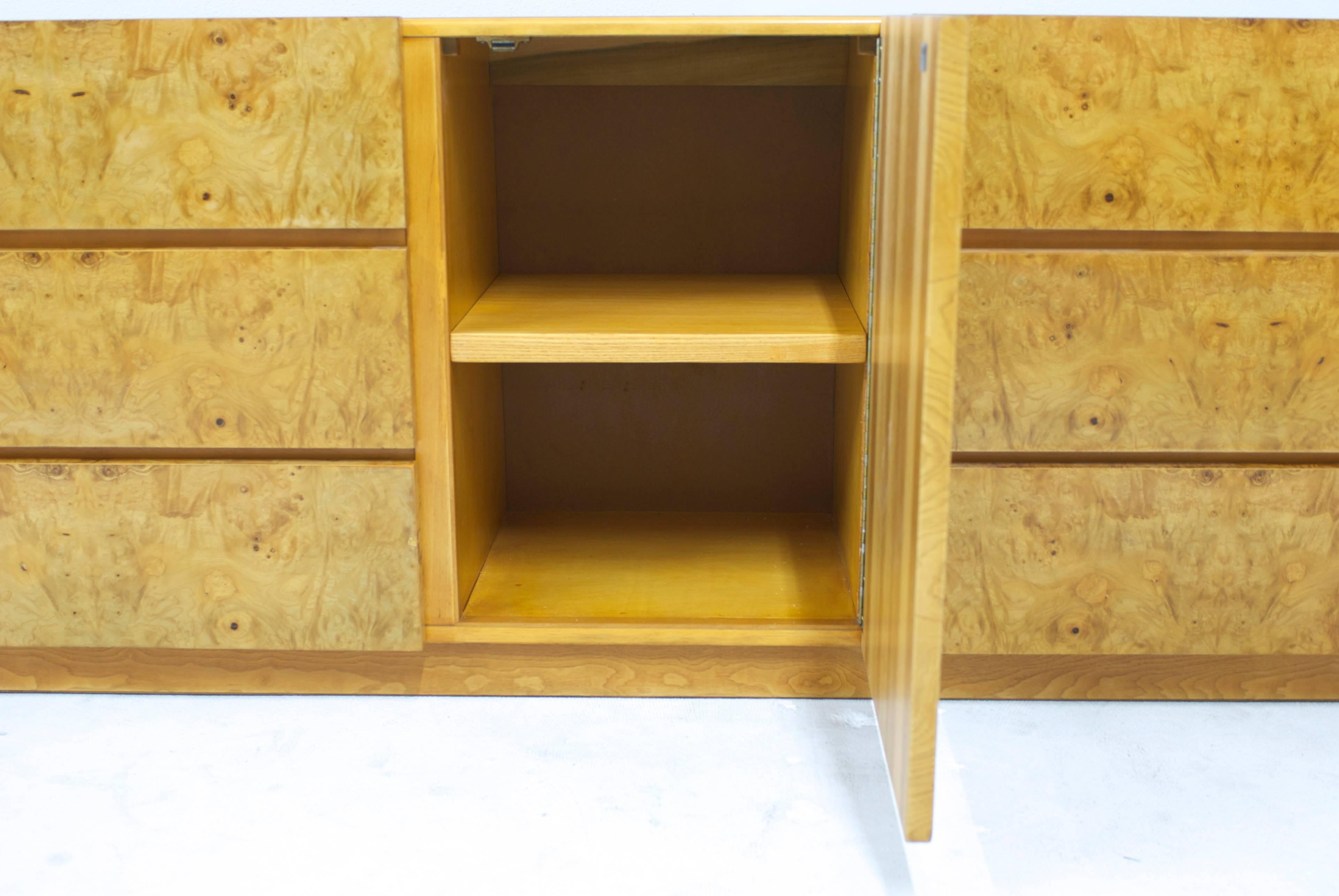 Mid-Century Modern Milo Baughman Olive Burl Cabinet or Dresser