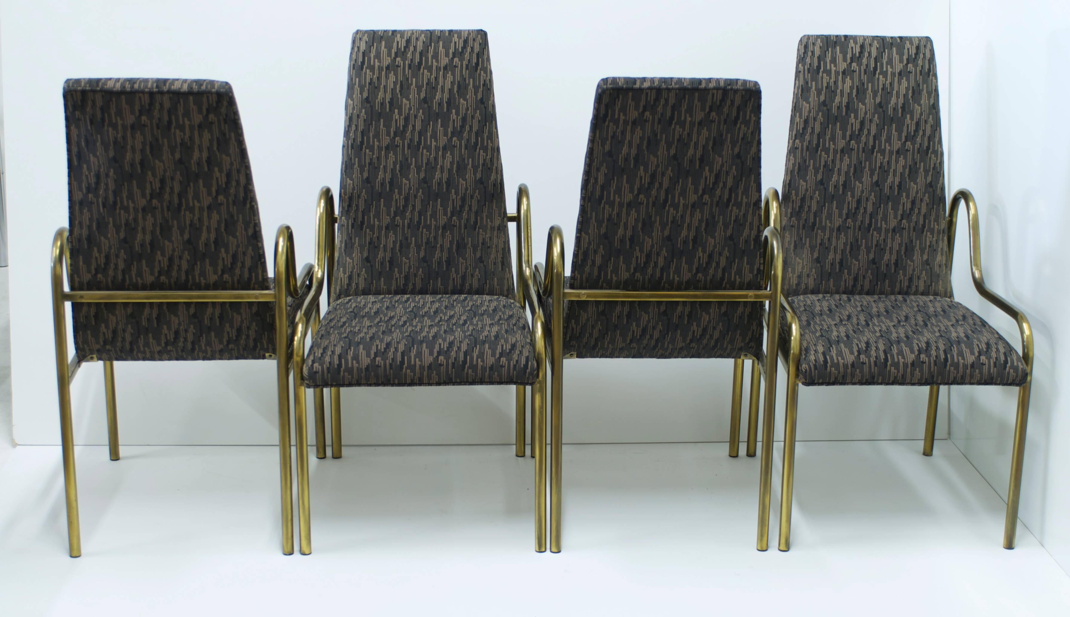 Set of Four Brass Mastercraft Dining Chairs 1
