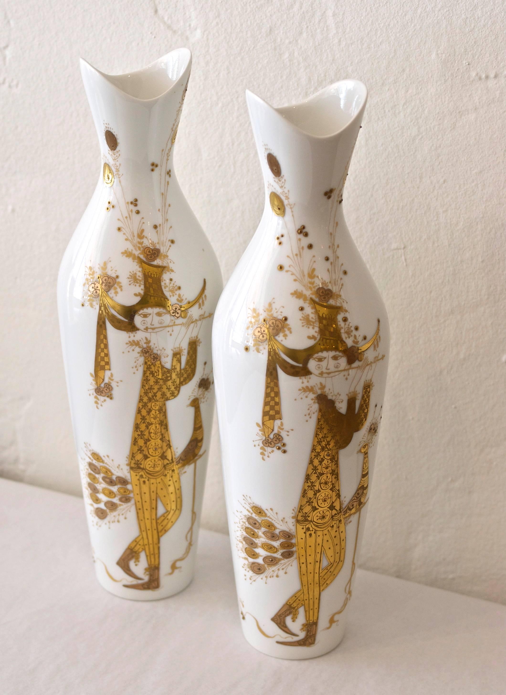 20th Century Pair of Bjorn Wiinblad Quatre Couleurs Vases