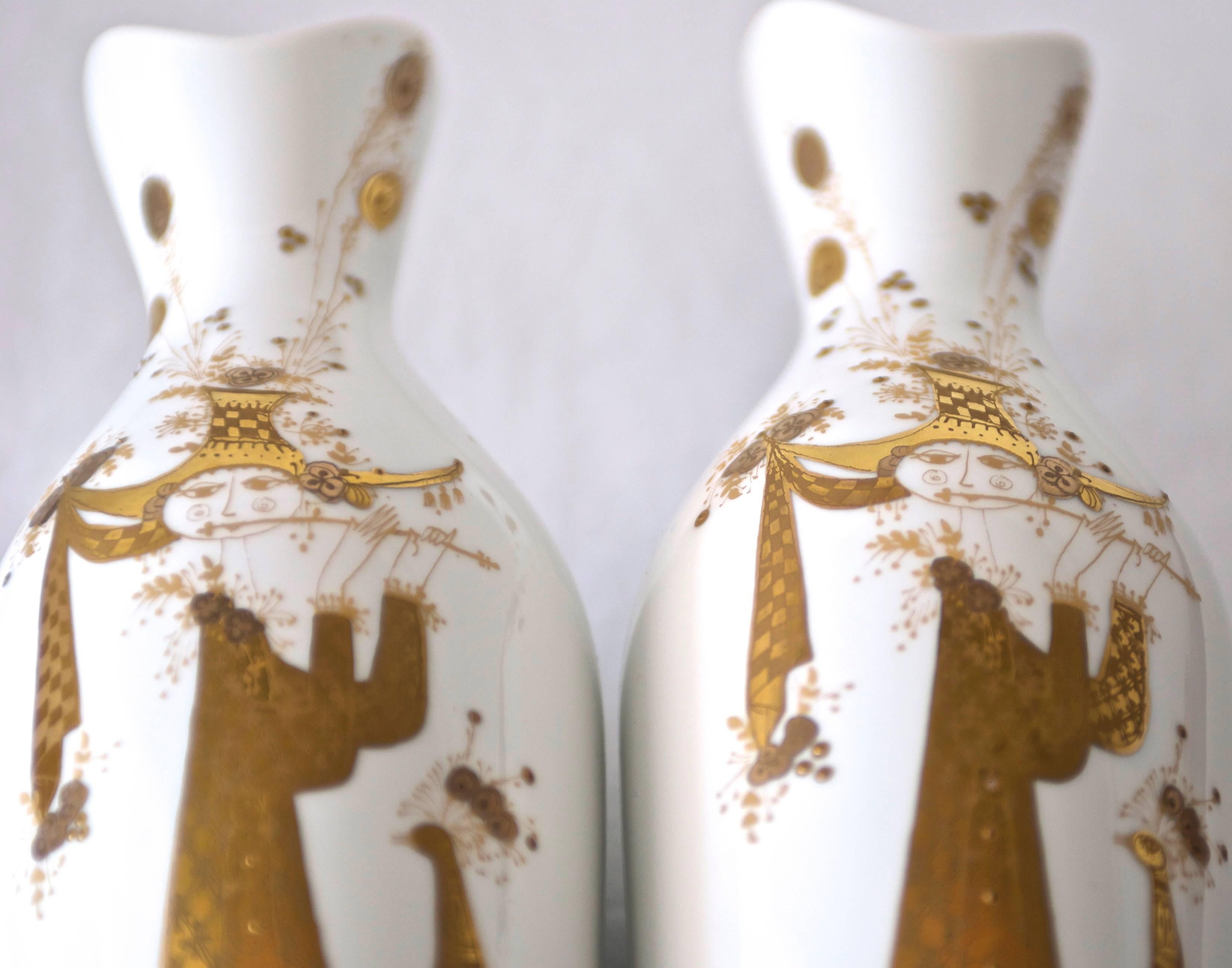 Gold Pair of Bjorn Wiinblad Quatre Couleurs Vases