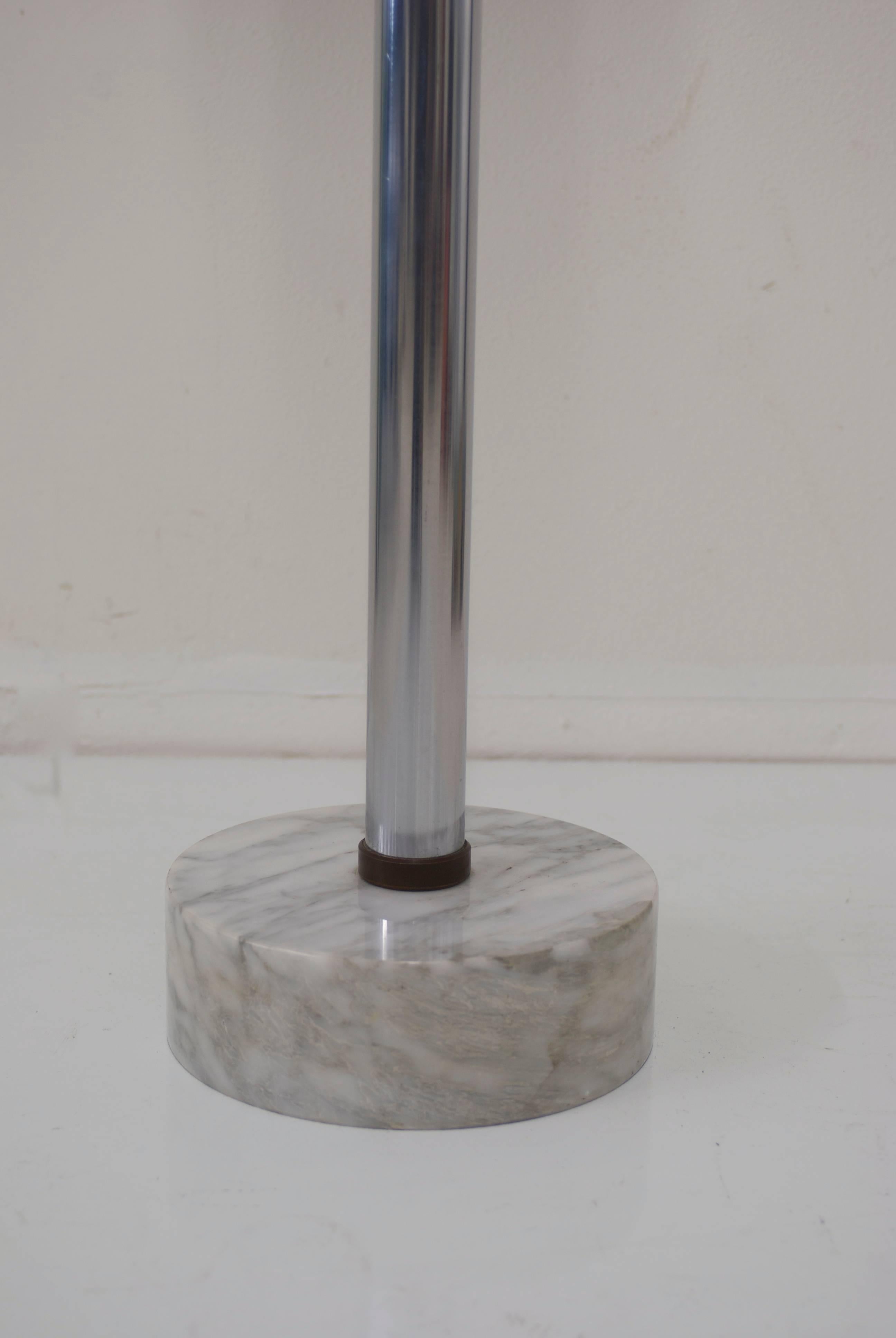 Italian Murano Mazzega Chrome and Glass Floor Lamp with Marble Base