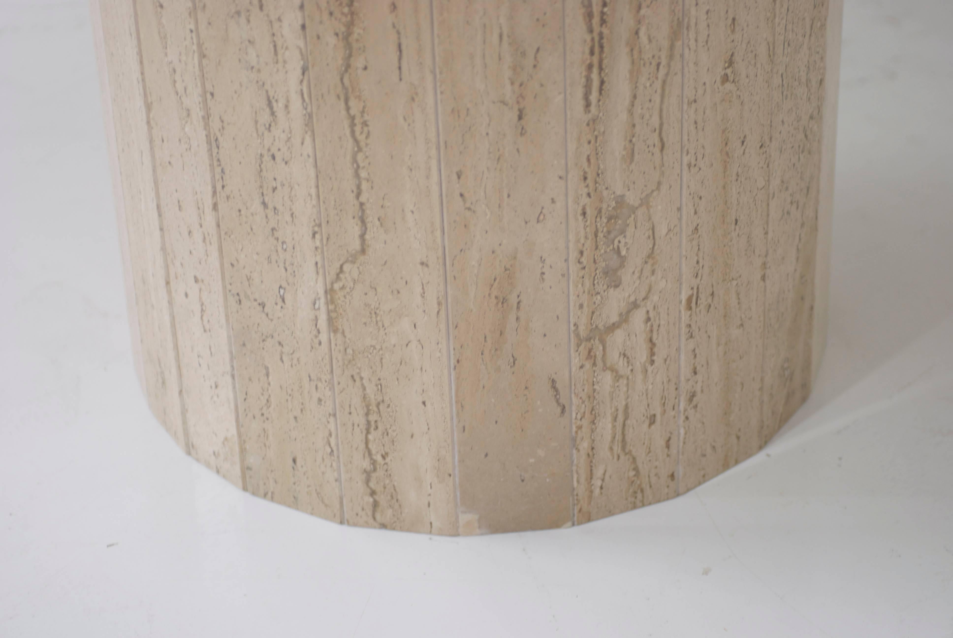 Italian Modern Classic Round Travertine Breakfast or Entry Table