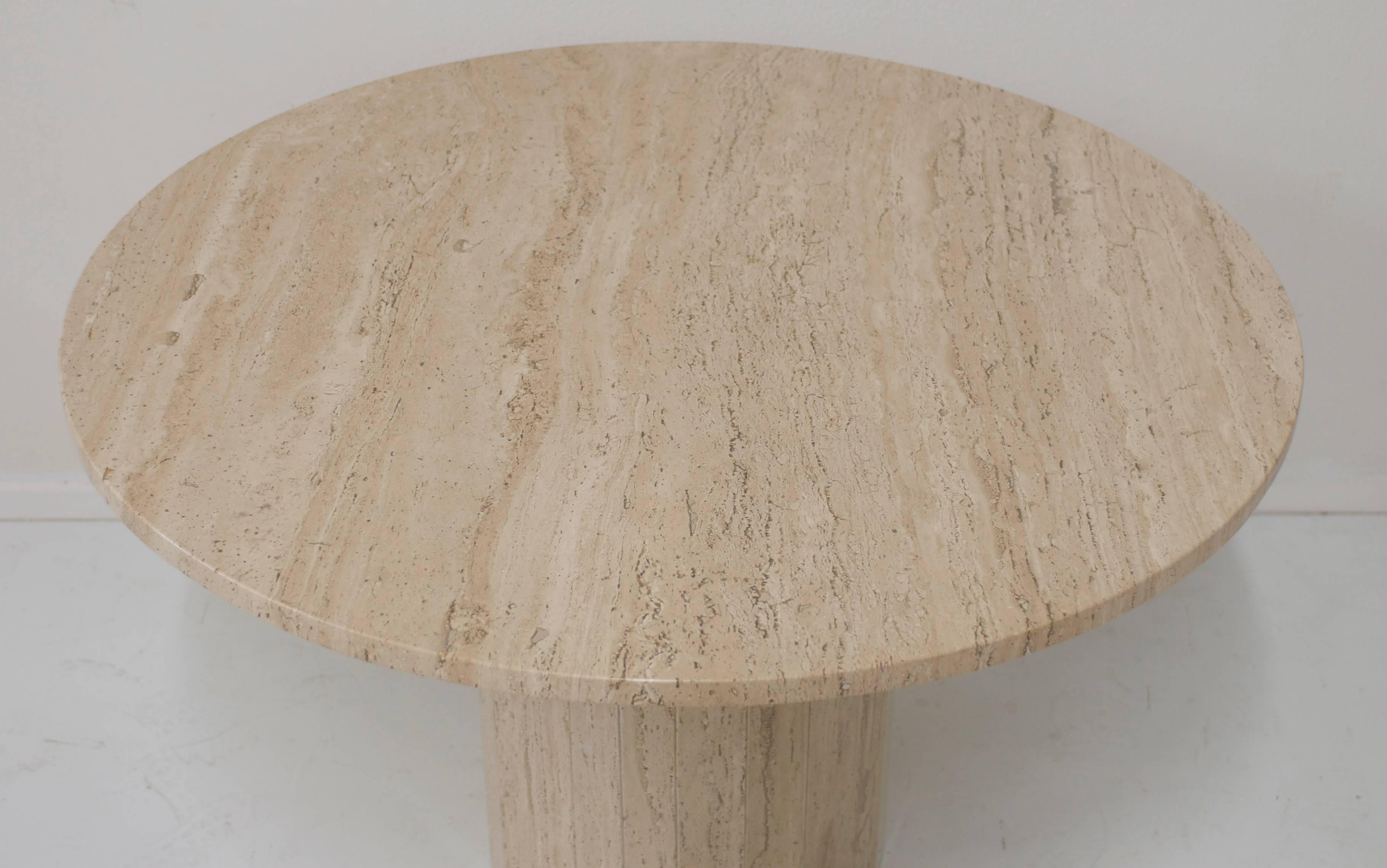 Modern Classic Round Travertine Breakfast or Entry Table 2
