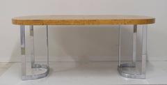 Milo Baughman Burl and Chrome Extension Dining Table or Desk