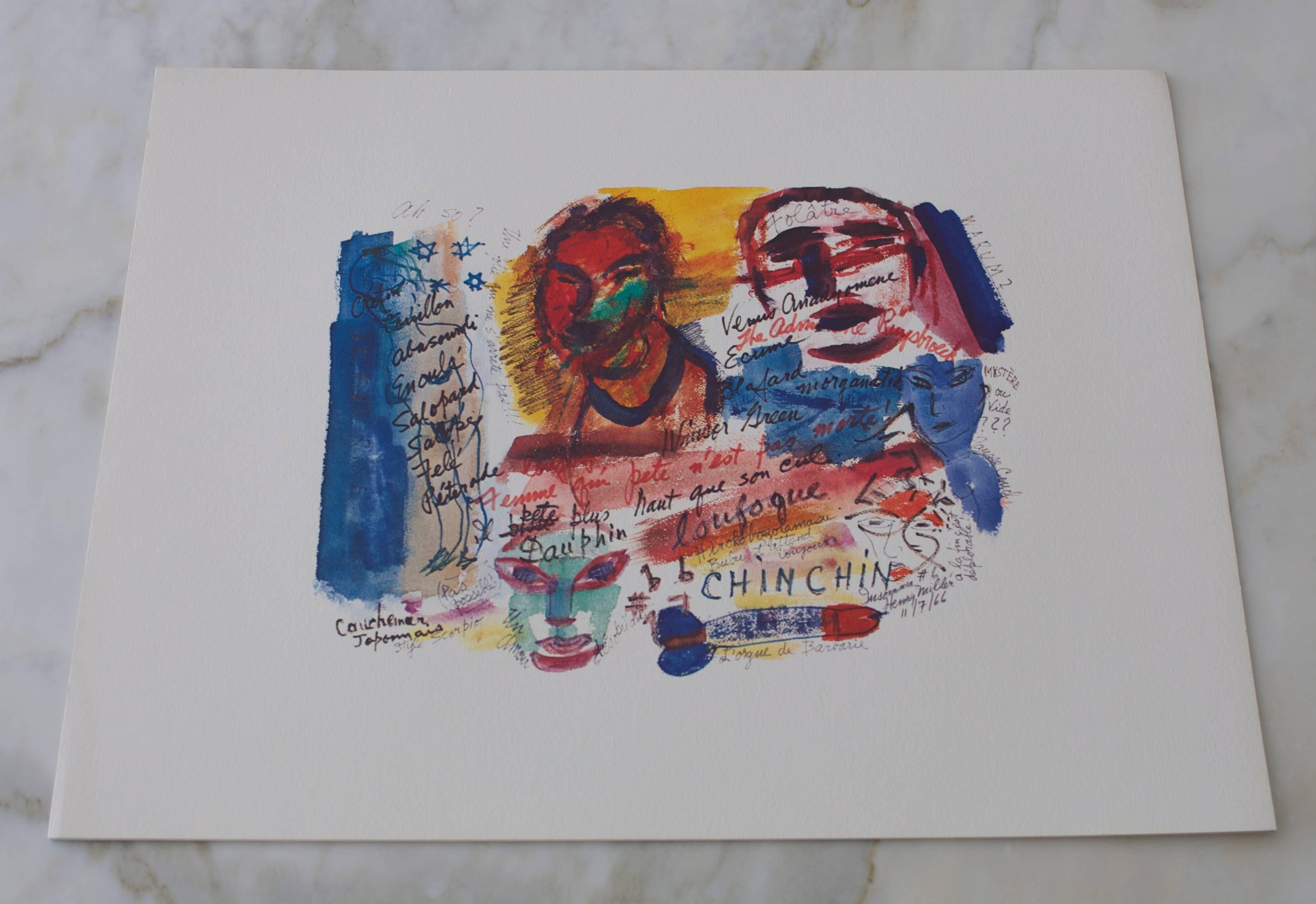 20th Century Henry Miller 'Insomnia or the Devil at Large' Book Portfolio Watercolors Lithos