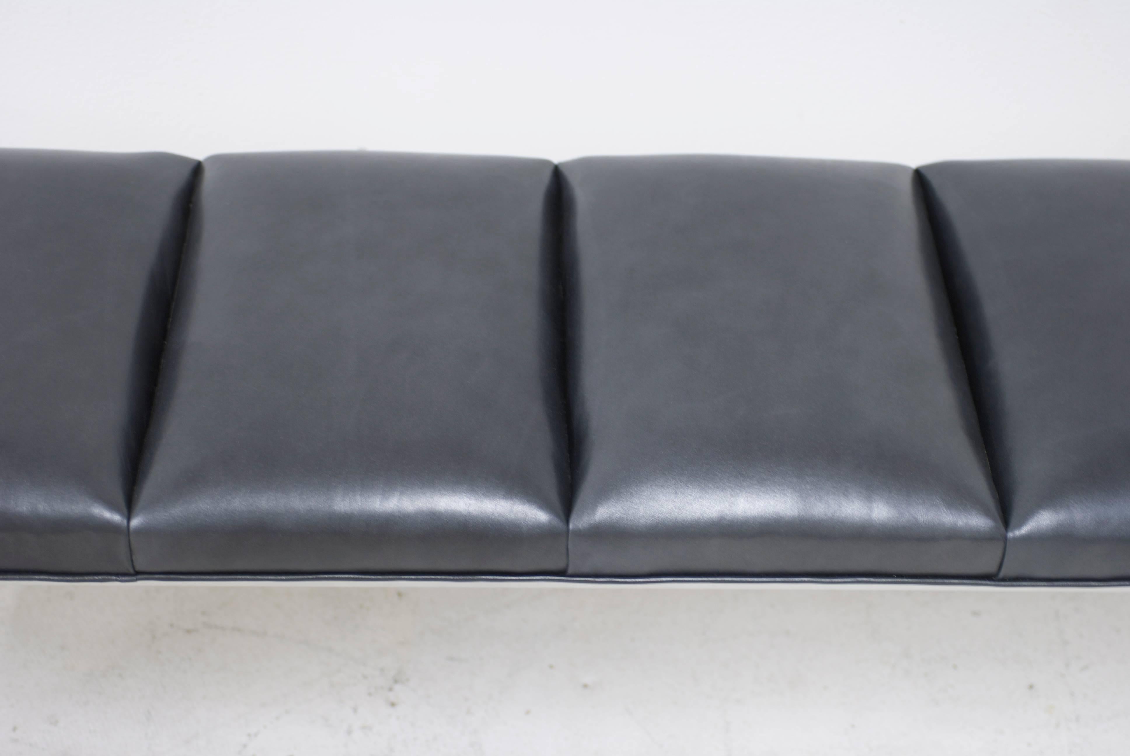  Chanel Tufted Black Leather and Aluminum Bench 3