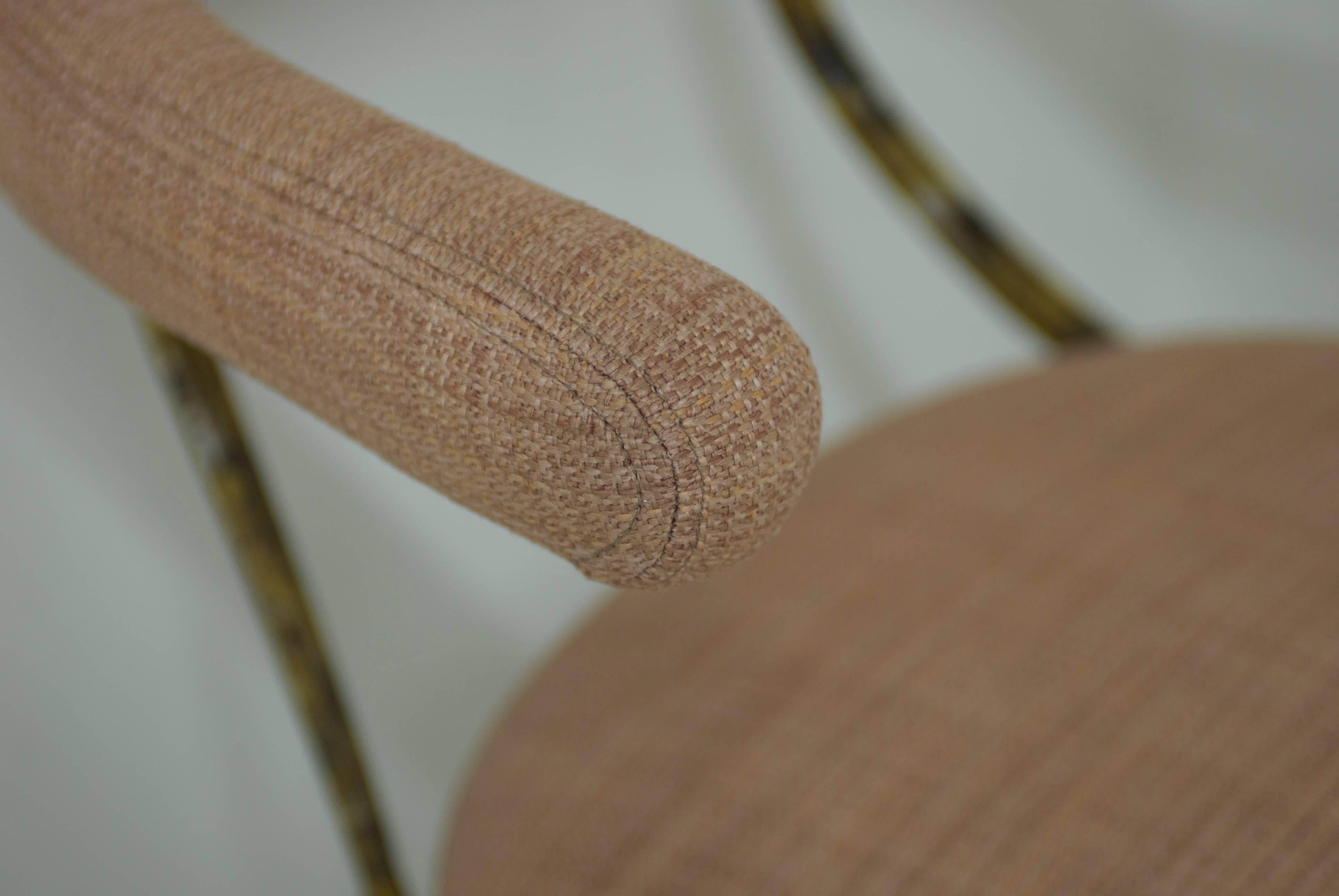 Gilt Metal Klismos Occasional Chair in Blush Pink 4