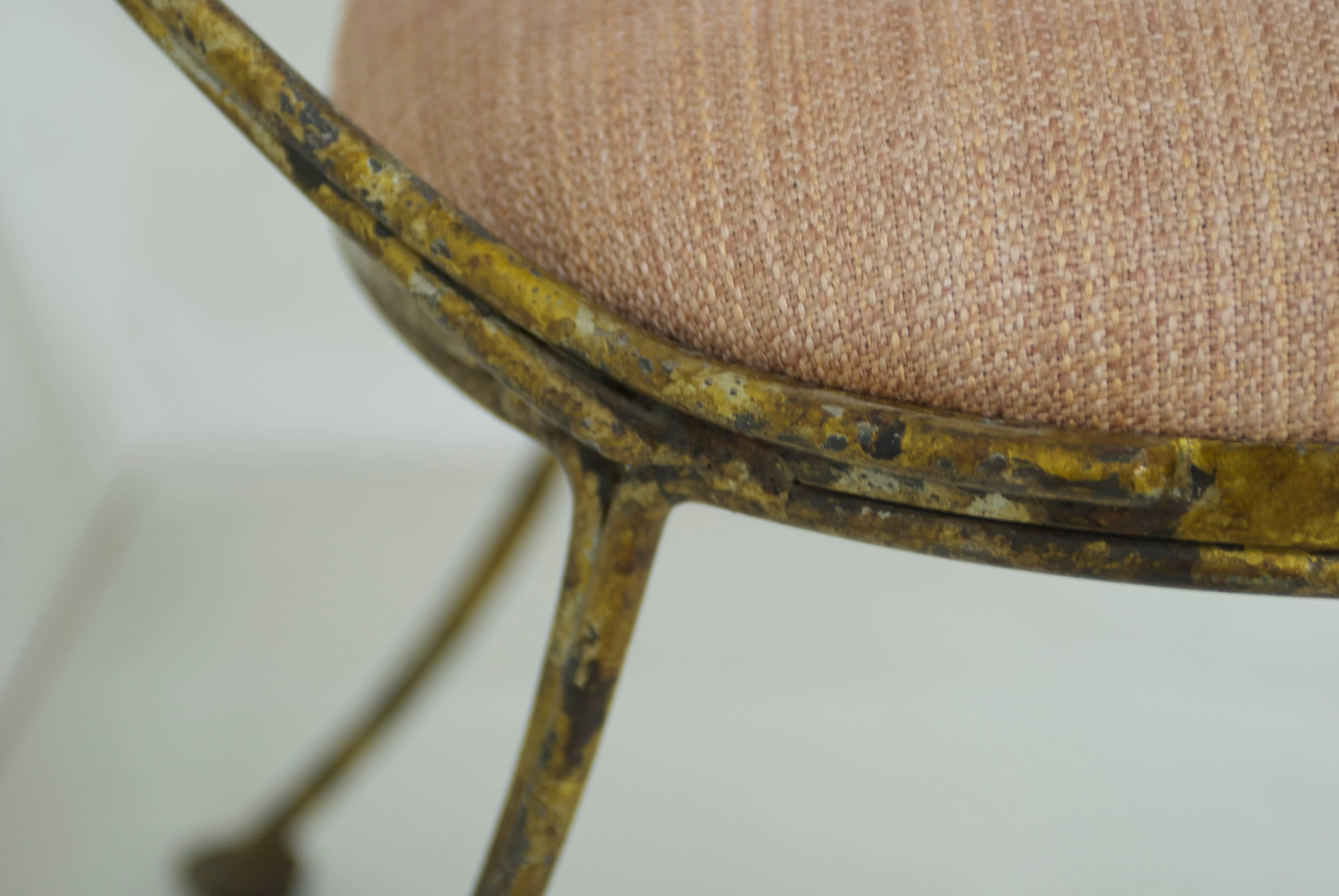 Gilt Metal Klismos Occasional Chair in Blush Pink 3