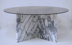 Low Carrara Square or Rectangular or Round Glass and Marble Cocktail Table Base