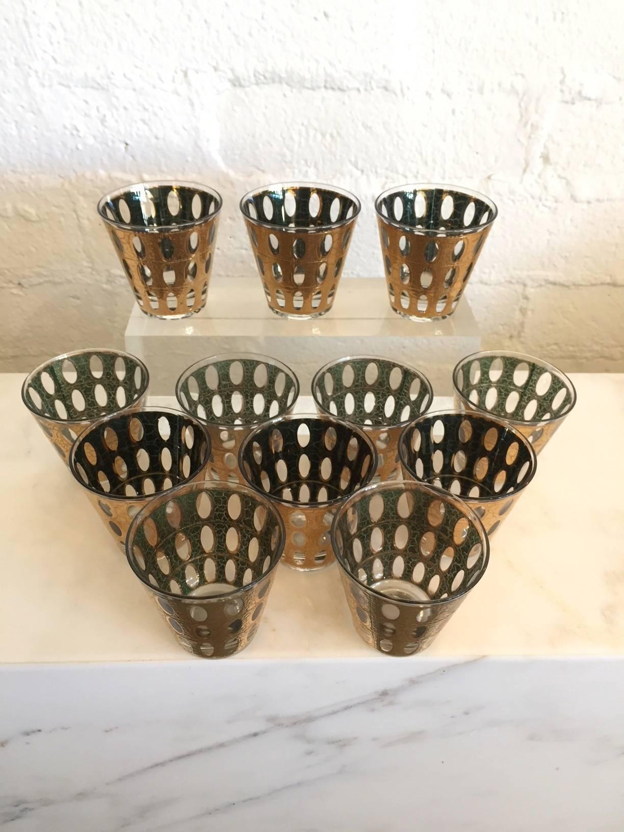 Set of 24 Culver Pisa Cocktail Glasses  22-Karat Gold Barware 2