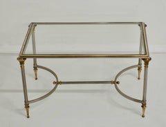 Classic Maison Jansen Style Brass and Stainless Steel Cocktail Table
