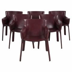 Set of Six Tekno 406 Leather Armchairs by Matteo Grassi, circa 1980