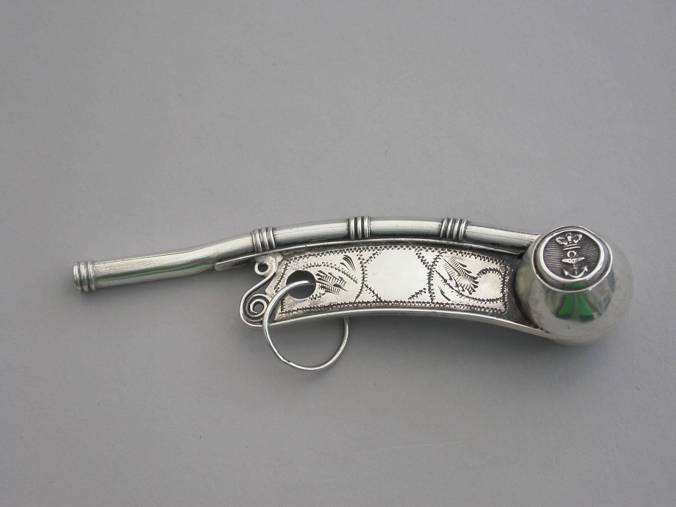 English Victorian Antique Silver Bosuns Whistle