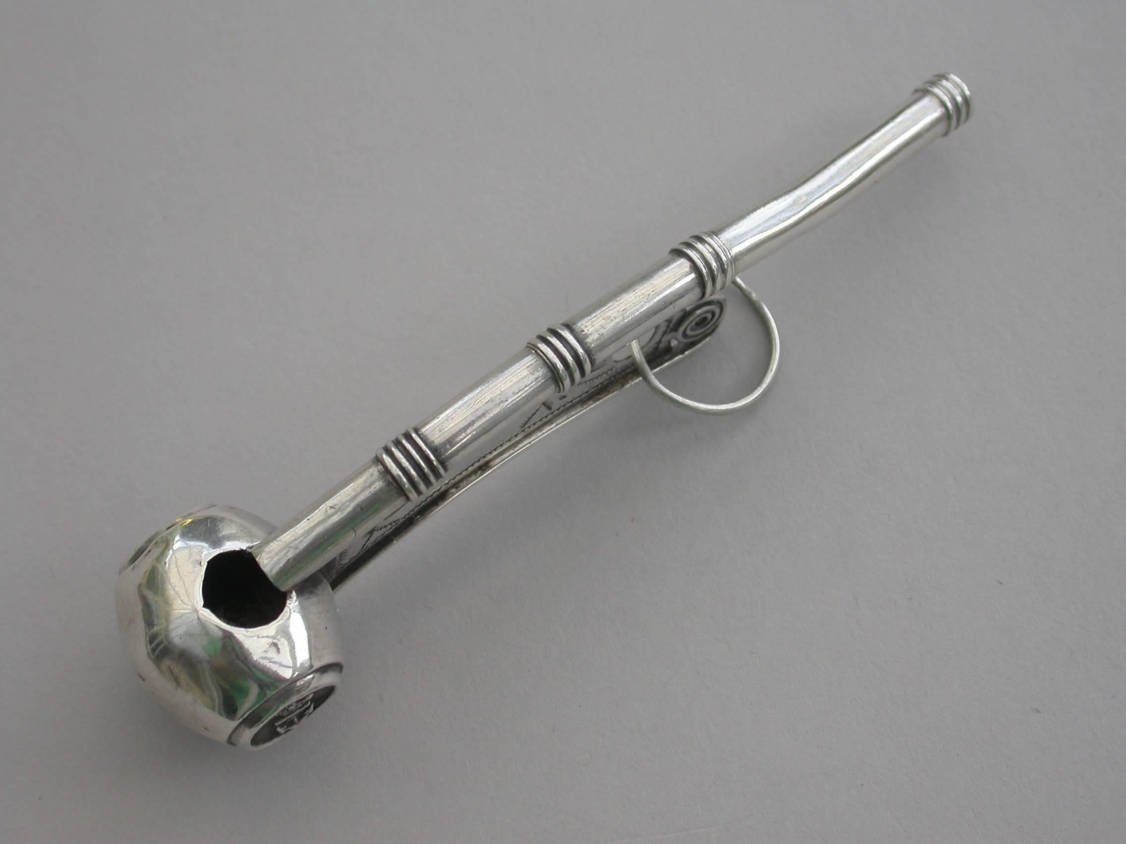 Mid-19th Century Victorian Antique Silver Bosuns Whistle