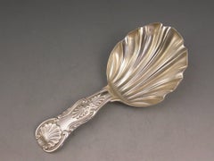 William IV Provincial Antique Silver Kings Pattern Caddy Spoon, Newcastle, 1832