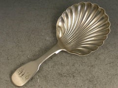 William IV Antique Provincial Silver Caddy Spoon, John Walton, 1832