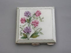 Mid-20th Century Silver & Guilloche Enamel Compact 'Sweet Peas', 1940