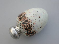 Victorian Silver & McIntyre Ceramic Gulls Egg Scent Bottle, by G E Walton, 1890