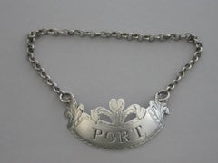 George III Silver "Prince of Wales Feathers" Wine Label 'Port', circa 1786-1790