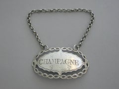 George III Pierced Silver Wine Label 'Champagne' Hester Bateman, circa 1775