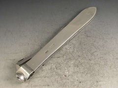 Large Victorian Silver Combined Cigar Cutter and Pen Knife by C & G Asprey, 1897