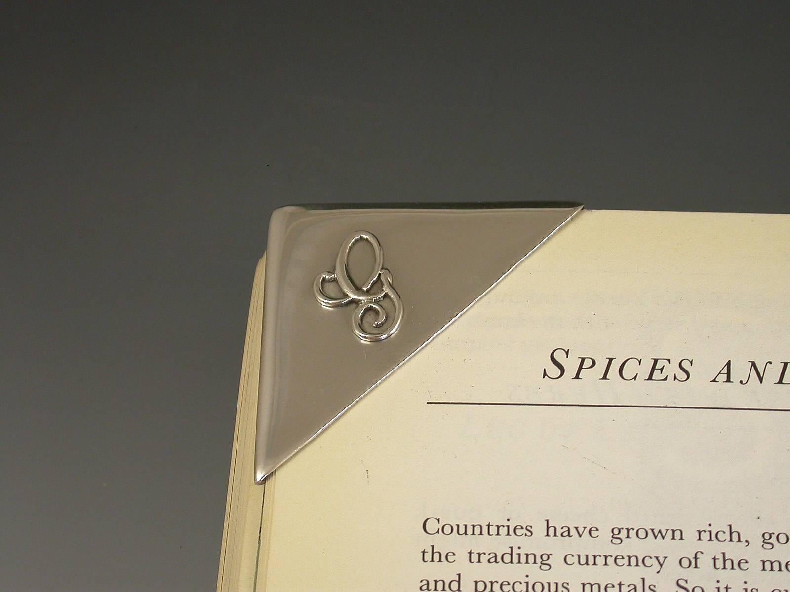 George V Antique Silver Letter 'G' Corner Page Bookmark, By J C Vickery, 1913 1
