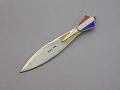 Enamelled French Tricolor Flag Silver Gilt Bookmark / Pencil, J C Vickery, 1916