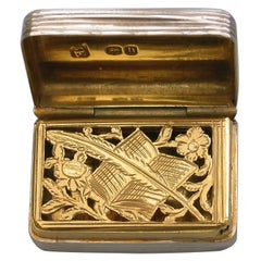 George IV Silver Vinaigrette "Quill Pen and Book Grille" by William Edwards 1823